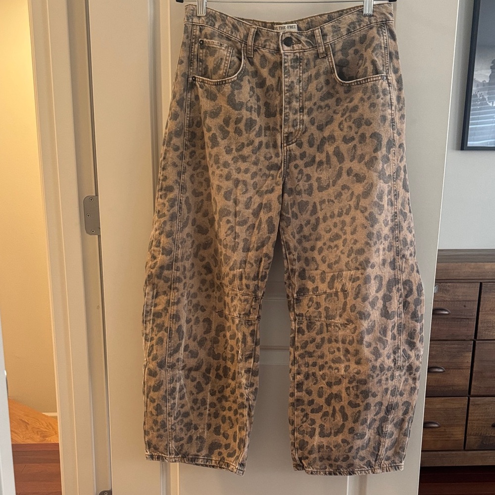 We The Free Good Luck Mid-Rise Printed Barrel Jeans